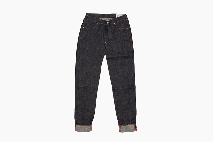 EVISU HANDPRINTED SEAGULL STRAIGHT FIT RAW DENIM SELVEDGE JEANS